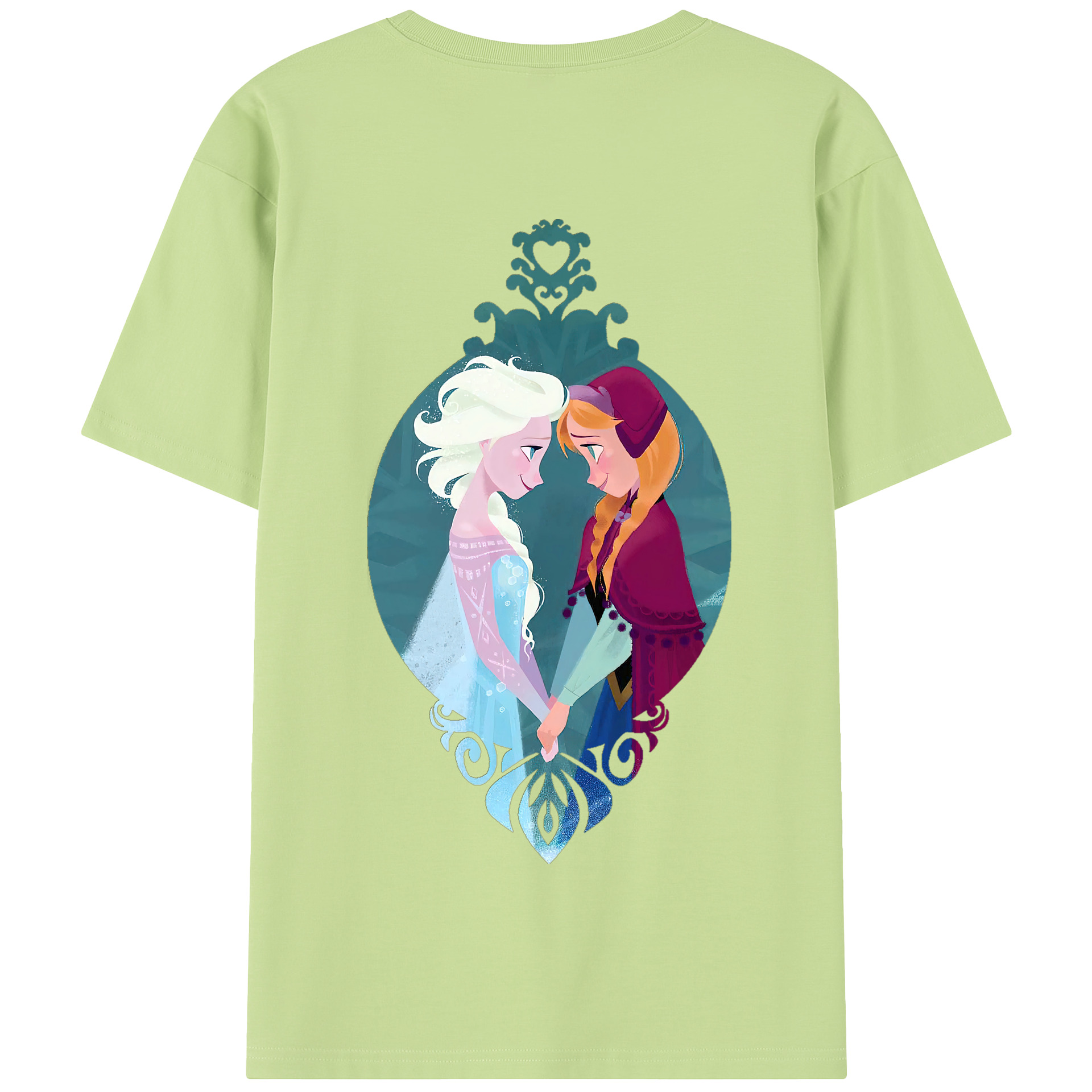 （画像用） アナと雪の女王 アンナ エルサ Frozen Anna Elsa 綿100％半袖Tシャツ（背面プリント）